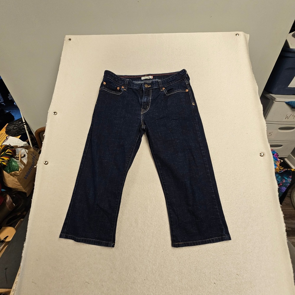 Levis 515 Capri Jeans Dark‎ Wash Denim Cropped Straight Leg Womens Size 10